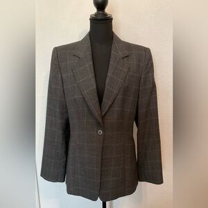 Armani Collezioni Charcoal Windowpane Single-Button Blazer